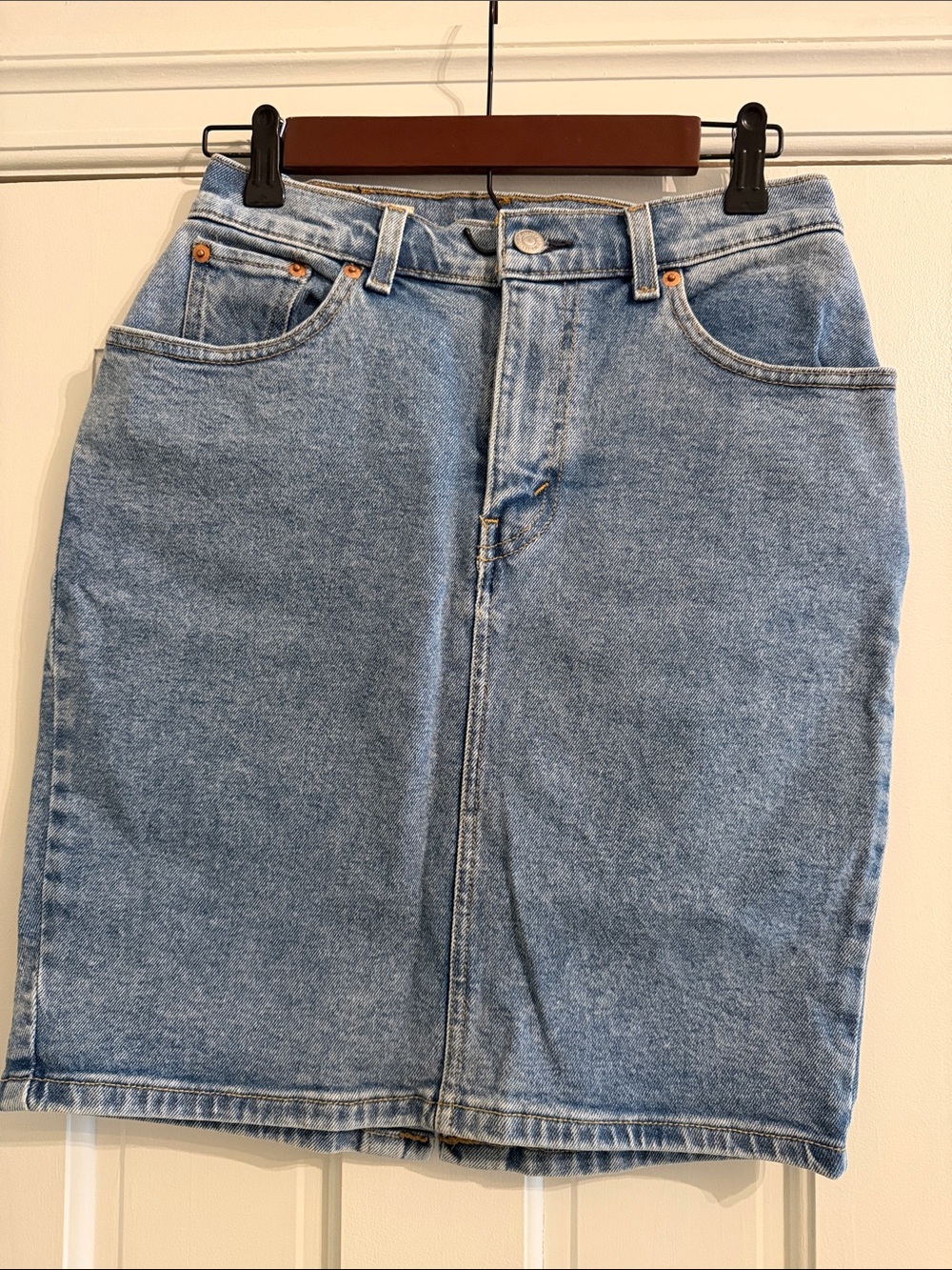 Vintage Levi's light blue denim skirt with back pockets
